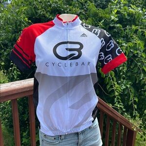 CycleBar Women's Cycling Jersey- AGILE- Relaxed Fit- fitted waist- zippers- pock